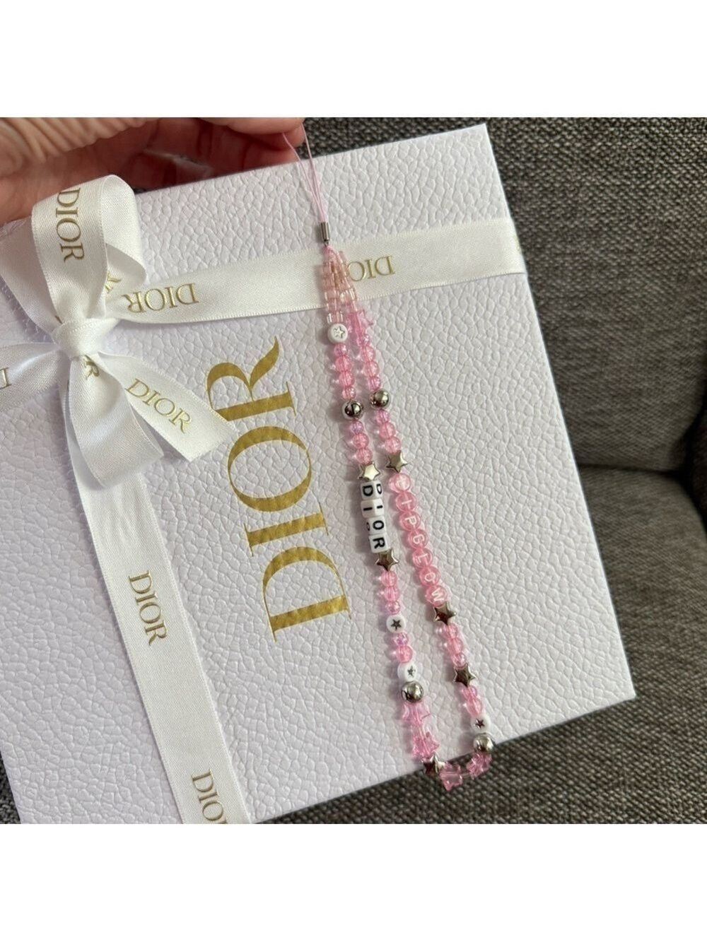 Dior Lip Glow Phone Sharm Ring Pink Silver Gift Luxury IPhone Authentic New